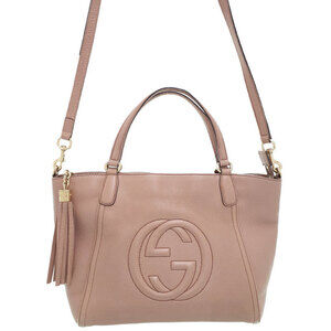Gucci Soho grained leather top handle bag 2way tote shoulder bag
